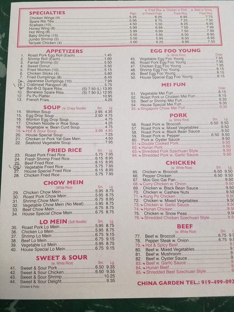 China Garden - Cameron, NC menu_pic