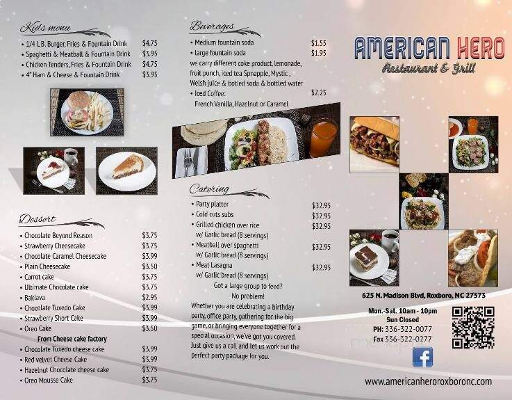 American Hero Restaurant - Roxboro, NC menu_pic