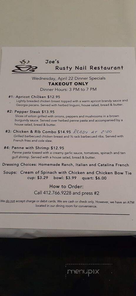 Rusty Nail - Bellevue, PA menu_pic