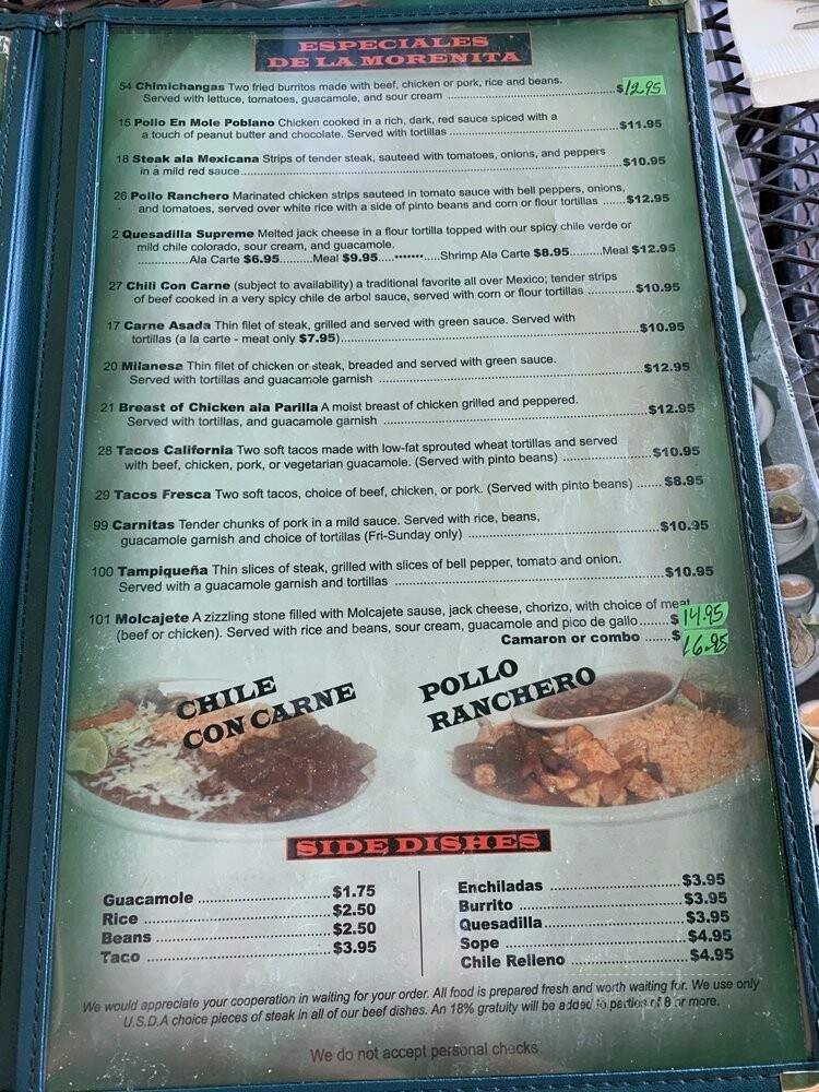 La Morenita Restaurant - Merced, CA menu_pic
