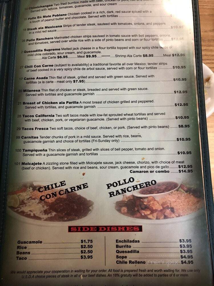 La Morenita Restaurant - Merced, CA menu_pic