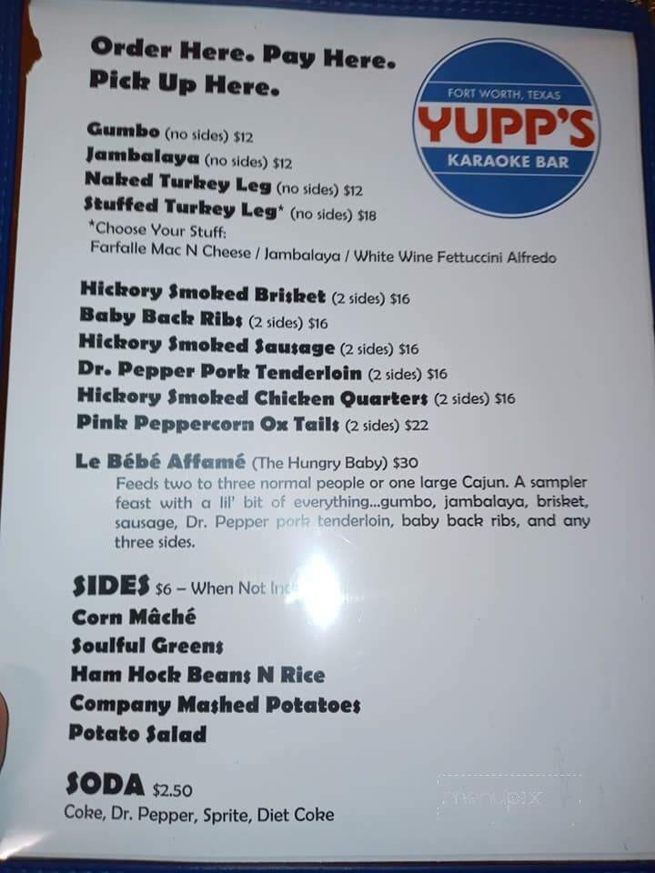 Yupp's Night Club - Fort Worth, TX menu_pic
