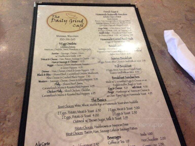 The Daily Grind Cafe - Manawa, WI menu_pic