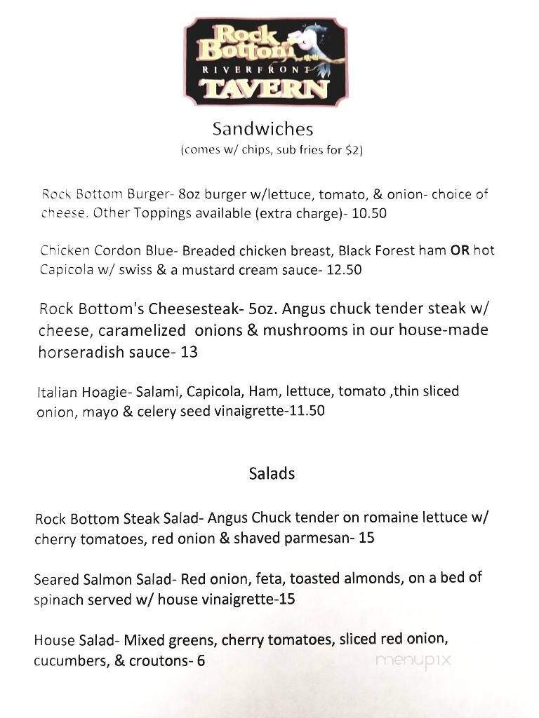 Rock Bottom Tavern - Lock Haven, PA menu_pic