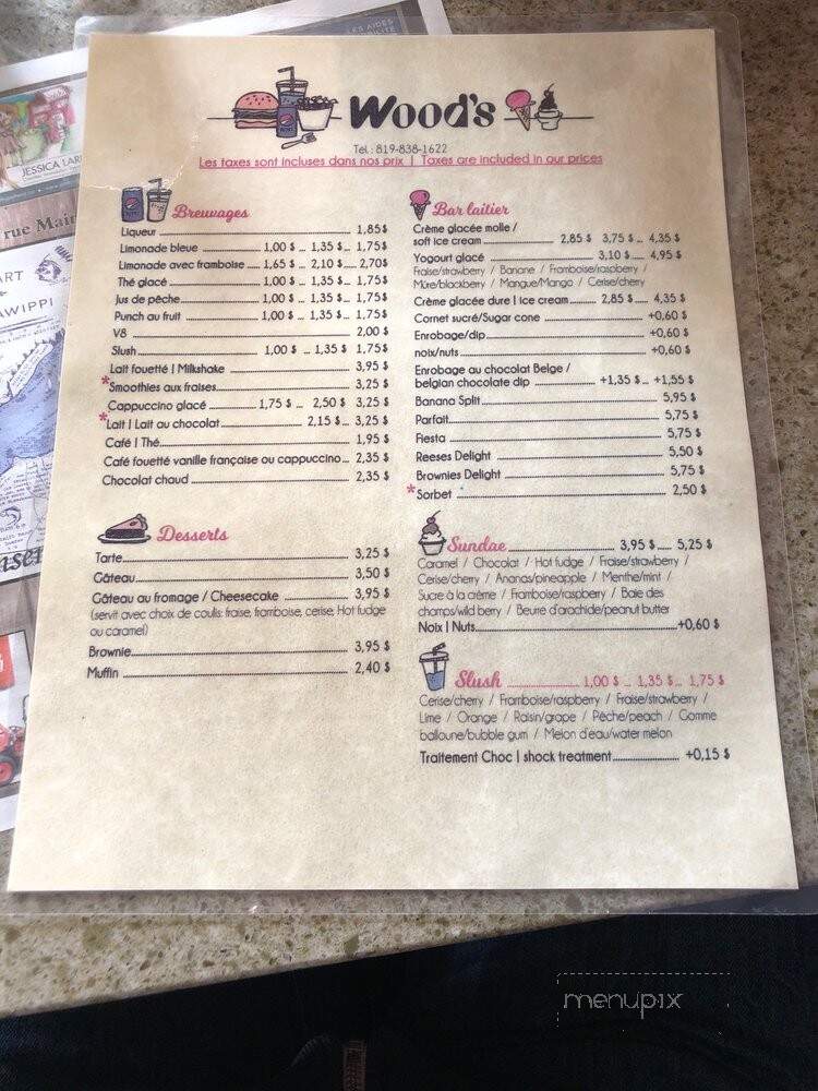 Wood's Snack Bar - Ayer's Cliff, QC menu_pic