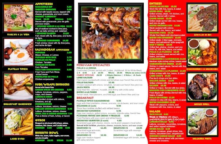 Lorena's Restaurant - Baltimore, MD menu_pic