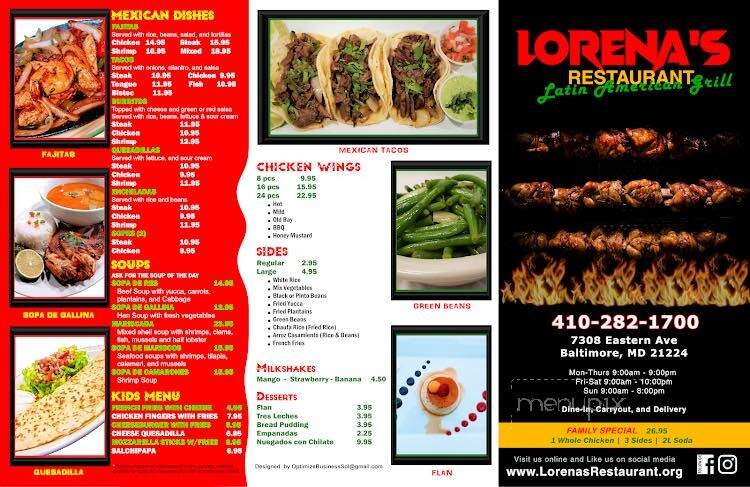 Lorena's Restaurant - Baltimore, MD menu_pic