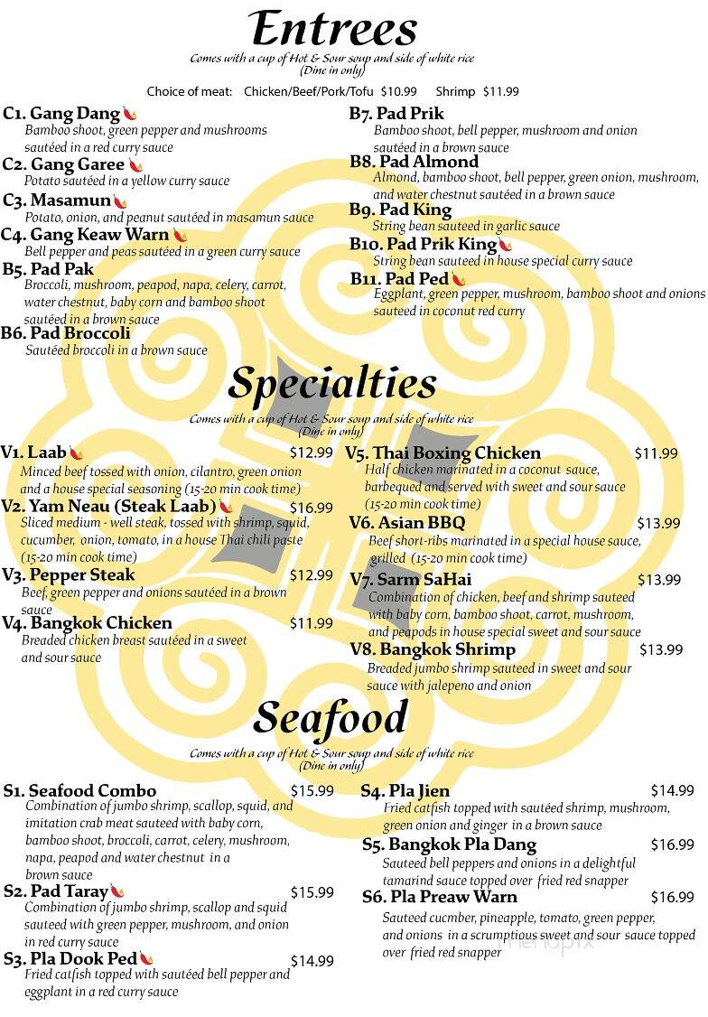Vue's Thai Resturant - Manitowoc, WI menu_pic