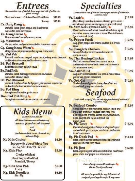 Vue's Thai Resturant - Manitowoc, WI menu_pic