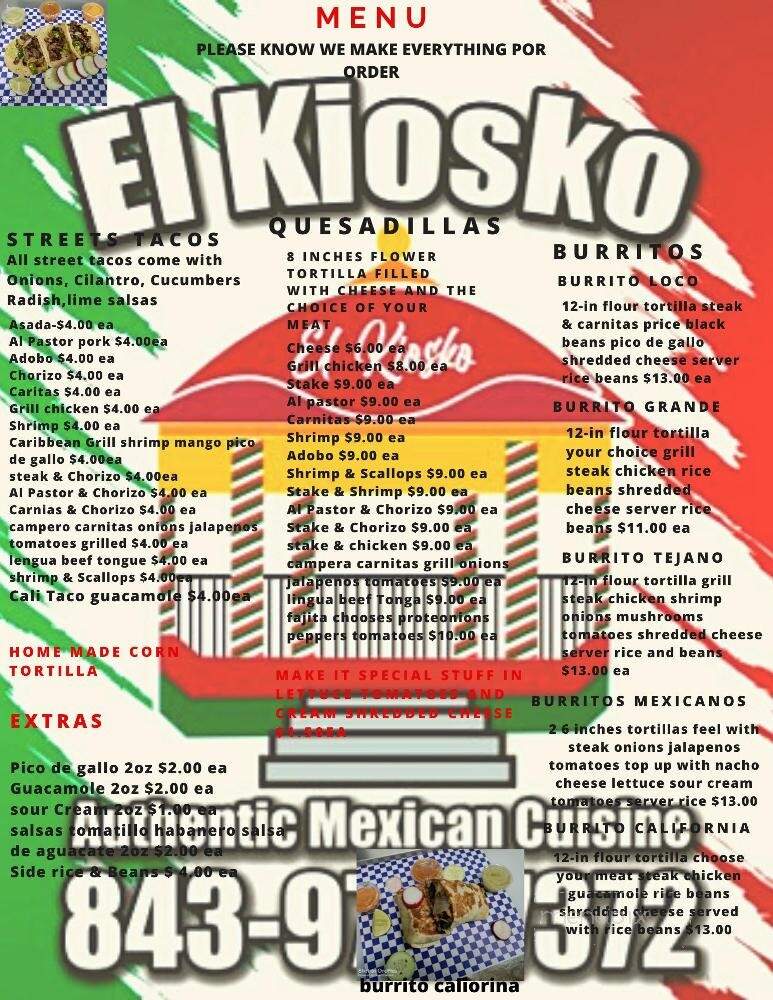 El Kiosco Mexican Cuisine - Summerville, SC menu_pic