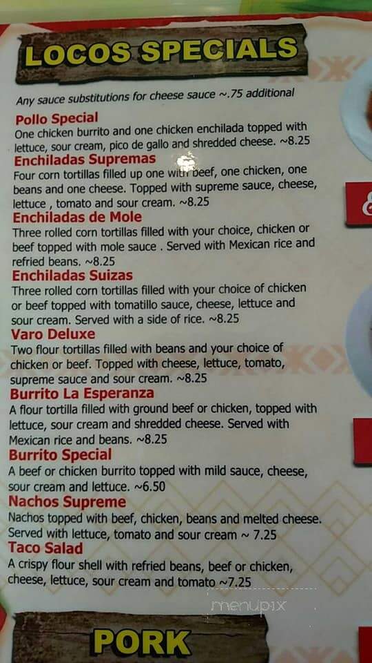 Los Locos - Kingsport, TN menu_pic