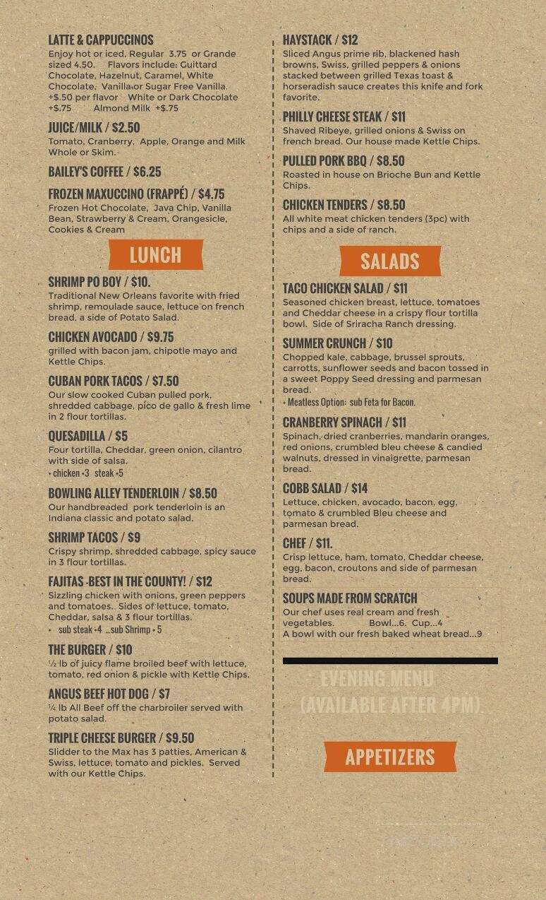 Cafe Max - Culver, IN menu_pic