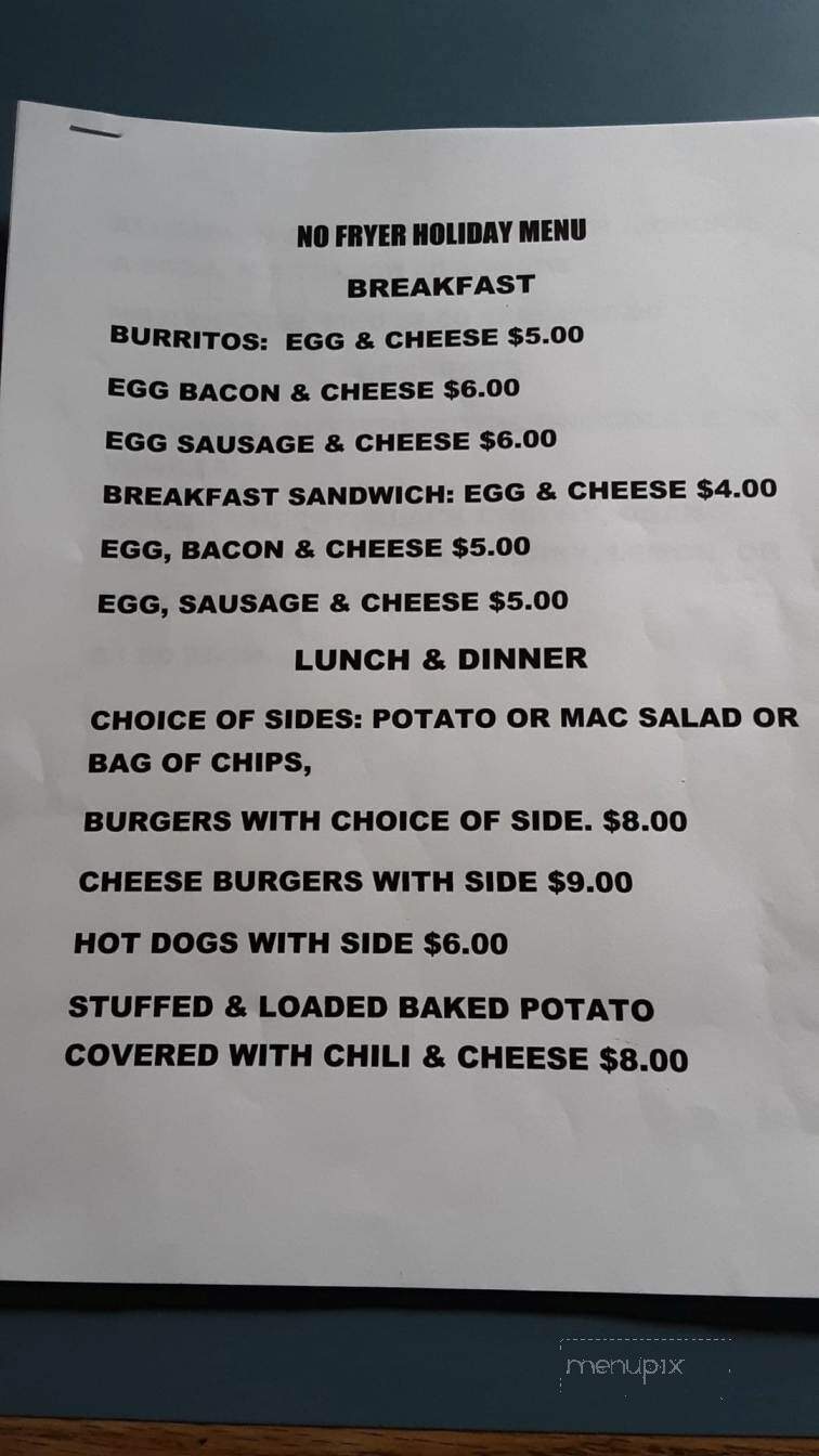 Bridge Creek Cafe - Mitchell, OR menu_pic
