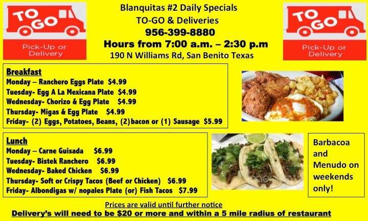 Blanquita's - San Benito, TX menu_pic