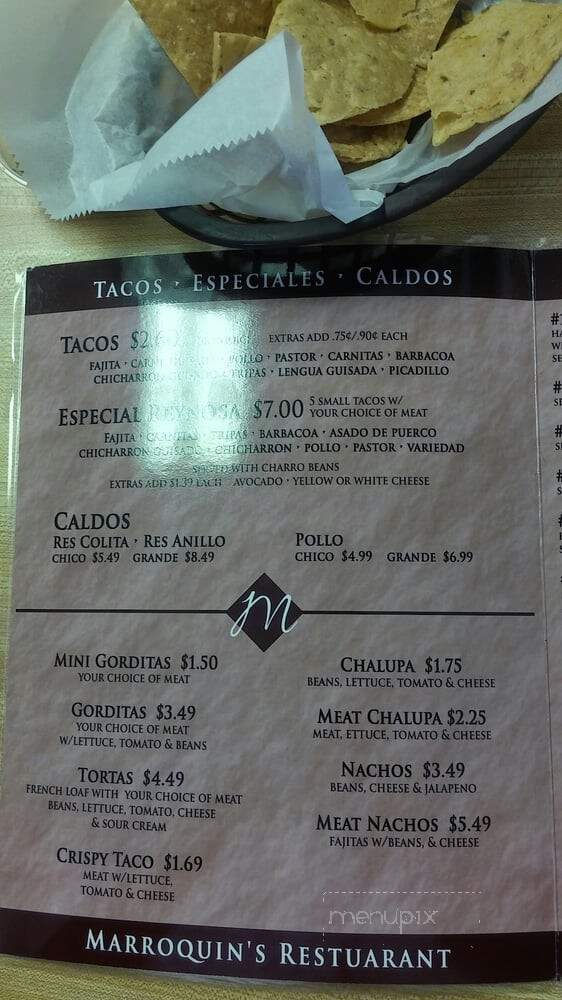 Marroquin Tortilla Factory & Restaurant - Corpus Christi, TX menu_pic