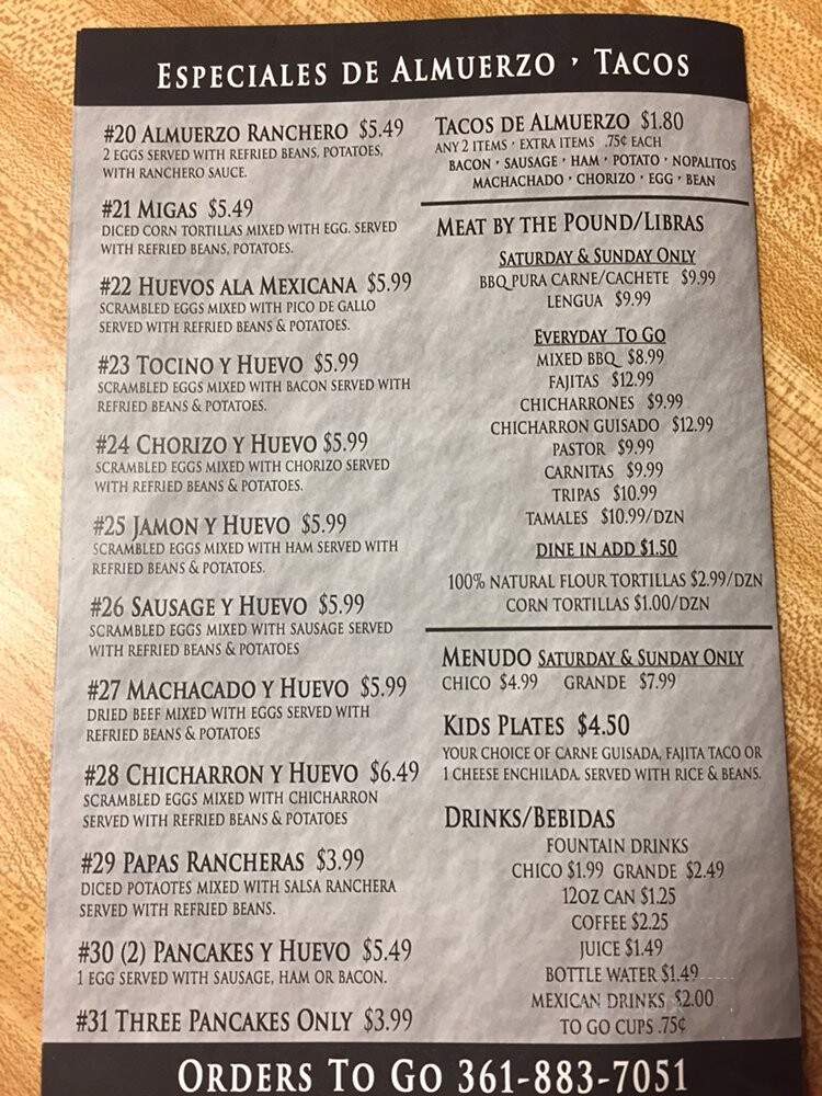Marroquin Tortilla Factory & Restaurant - Corpus Christi, TX menu_pic