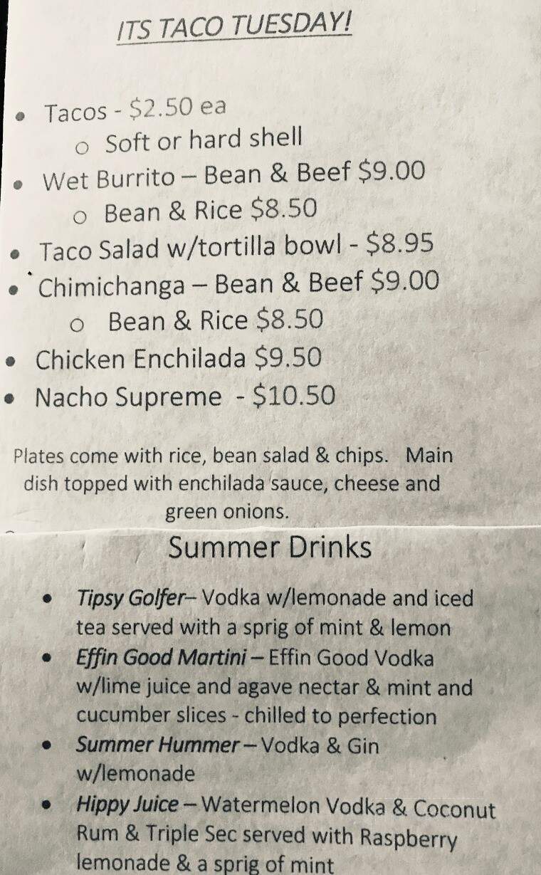 Village Pub - Chatham, MI menu_pic