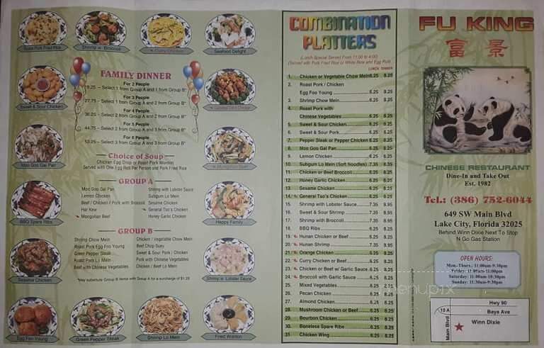 Fu King Chinese Restaurant - Lake City, FL menu_pic