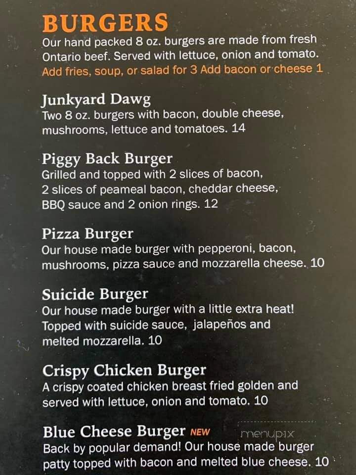 Kubby's Draft Bar & Grill - London, ON menu_pic