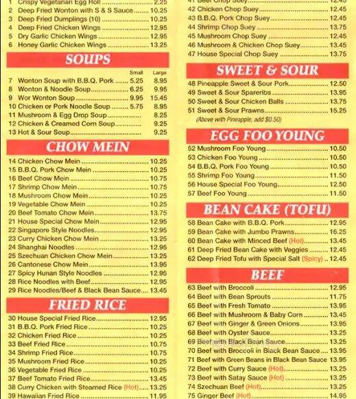 Silver House Restaurant - Maple Ridge, BC menu_pic
