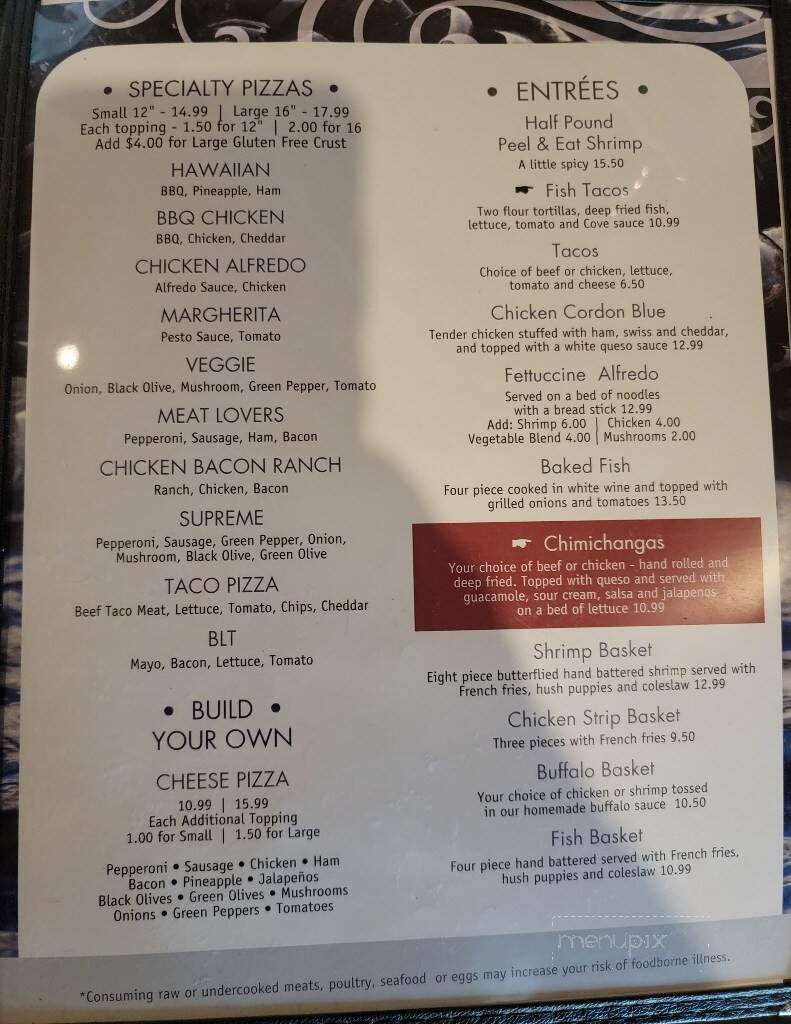 Cove Restaurant - Apple River, IL menu_pic
