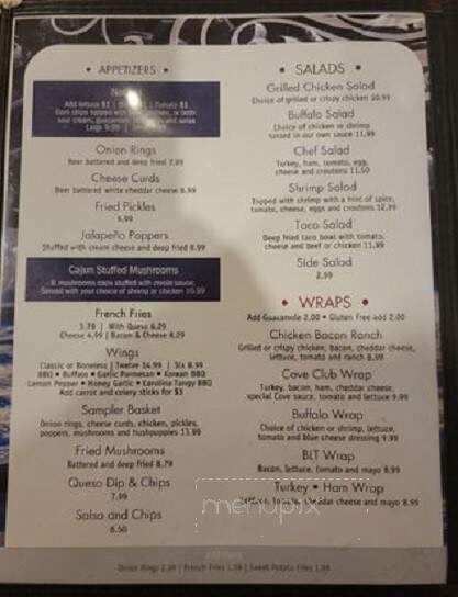 Cove Restaurant - Apple River, IL menu_pic