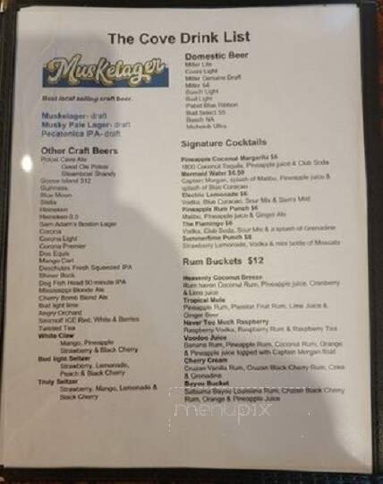 Cove Restaurant - Apple River, IL menu_pic