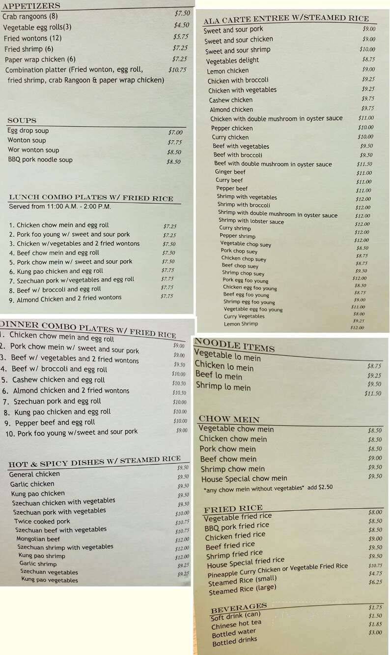 Wong's Chinese Fast Food - Hawthorne, NV menu_pic