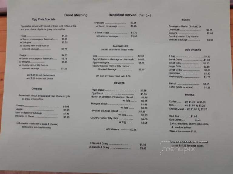 Orr's Family Restaurant - East Flat Rock, NC menu_pic