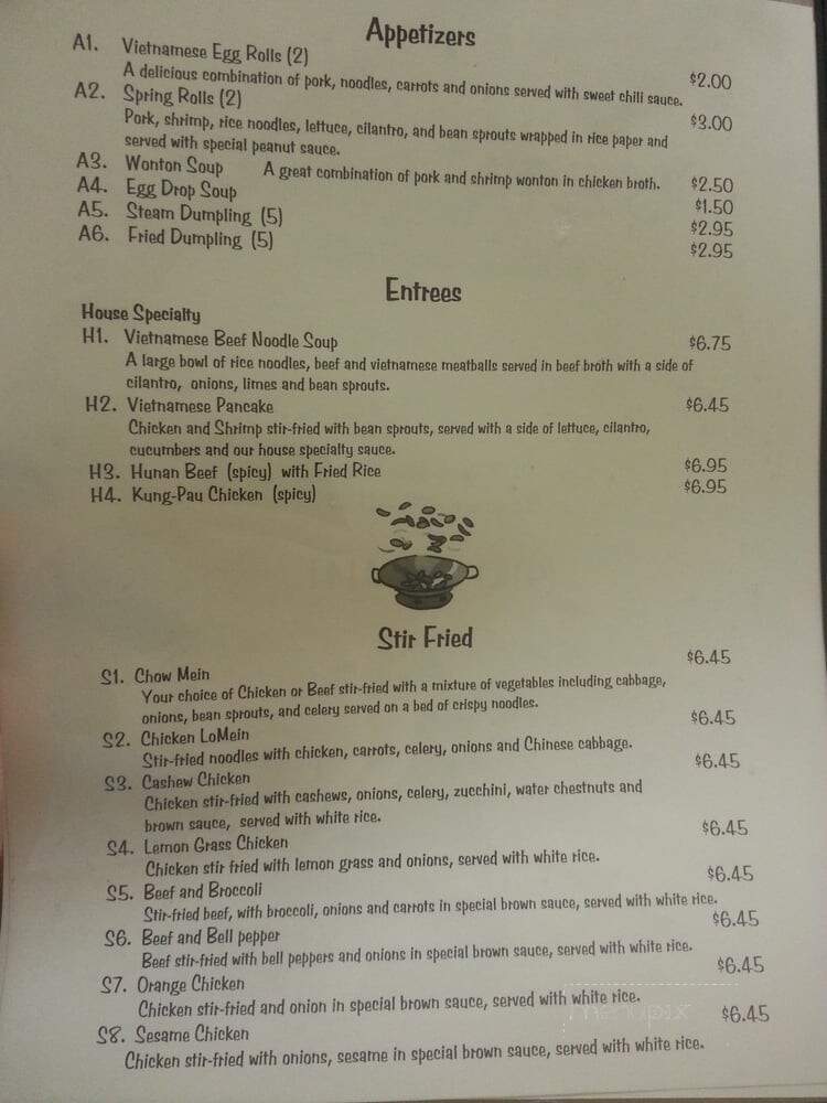 Asean Diner - Claremore, OK menu_pic