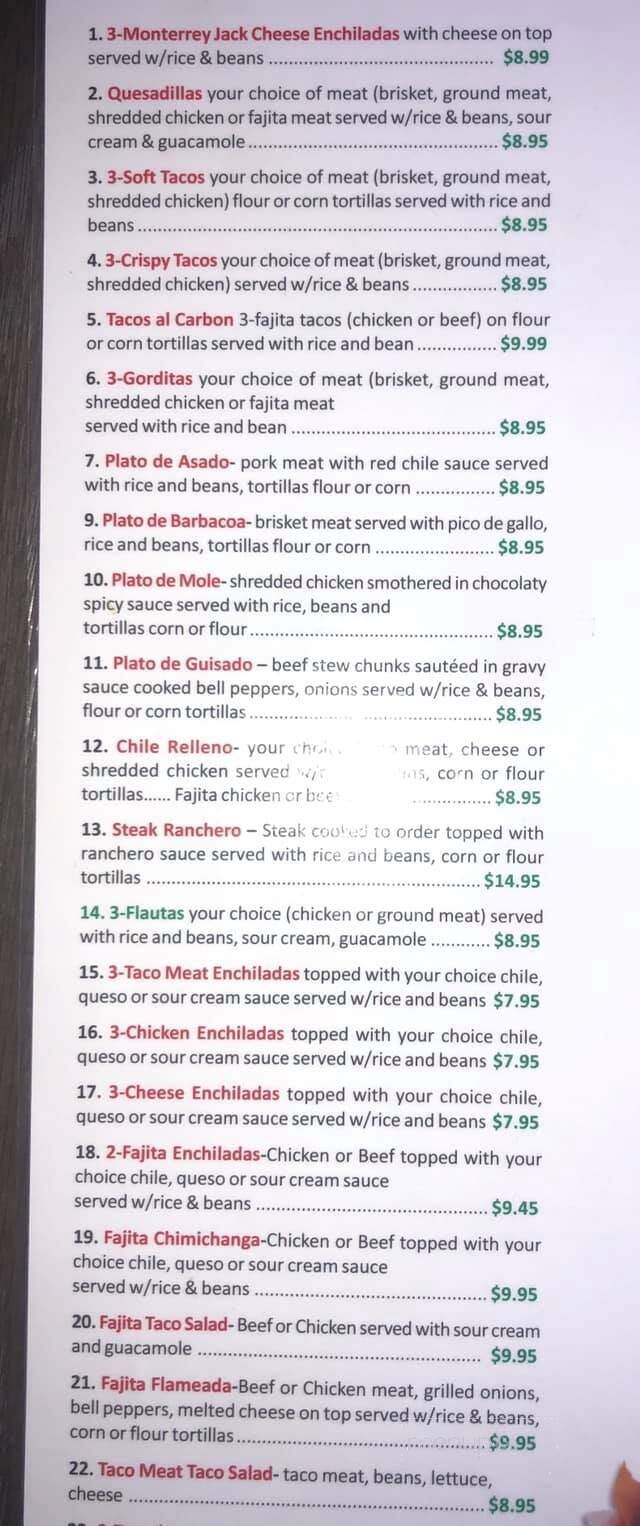 La Flor De Galeana - Henderson, TX menu_pic