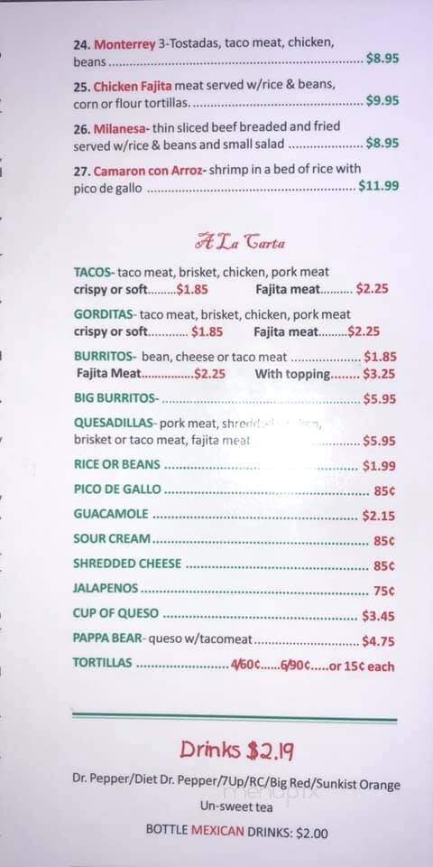 La Flor De Galeana - Henderson, TX menu_pic