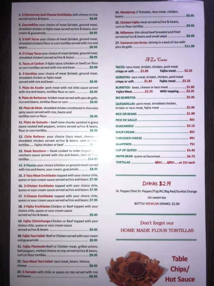 La Flor De Galeana - Henderson, TX menu_pic