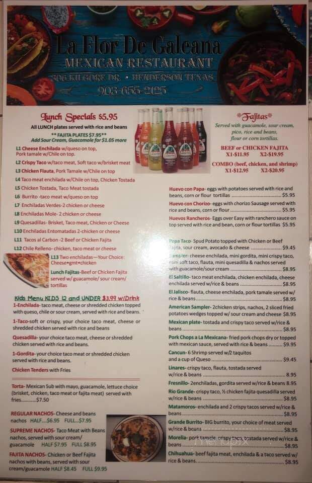 La Flor De Galeana - Henderson, TX menu_pic