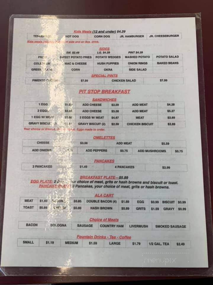 PitStop Grill - Clover, SC menu_pic