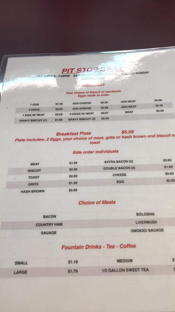 PitStop Grill - Clover, SC menu_pic