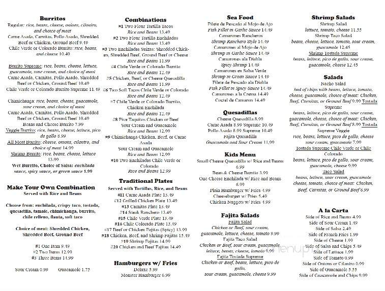 La Cascada Mexican Restaurant - Willows, CA menu_pic