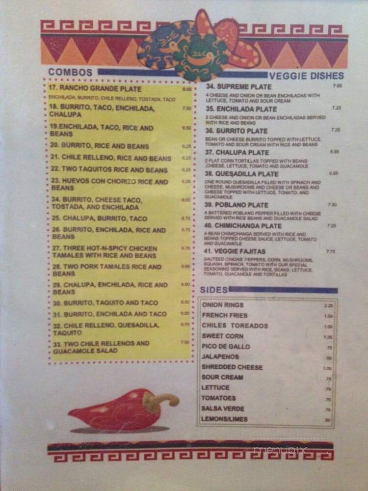 Ranchero Grande Grill - Andalusia, AL menu_pic