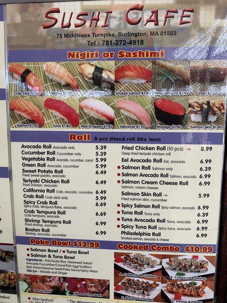 Sushi Cafe - Burlington, MA menu_pic