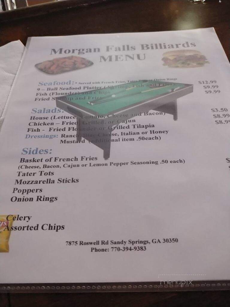 Morgan Falls Sports Bar & Billiards - Atlanta, GA menu_pic