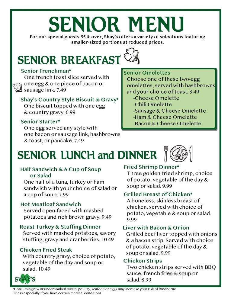 Shay's Restaurant - Shoreline, WA menu_pic