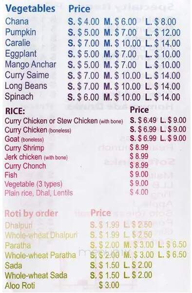 Danforth Roti Shop - Toronto, ON menu_pic