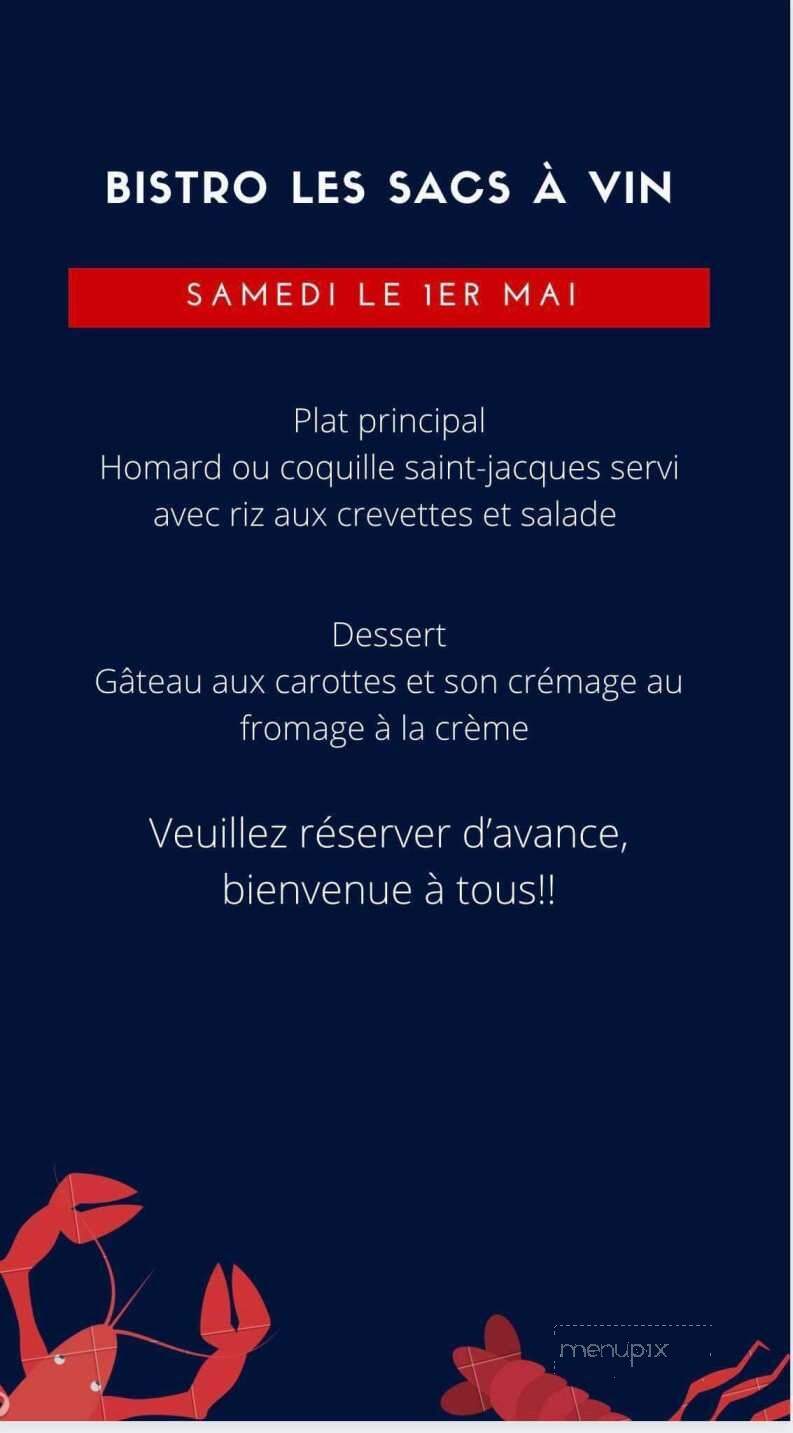 Bistro Les Sacs Vin - Perce, QC menu_pic
