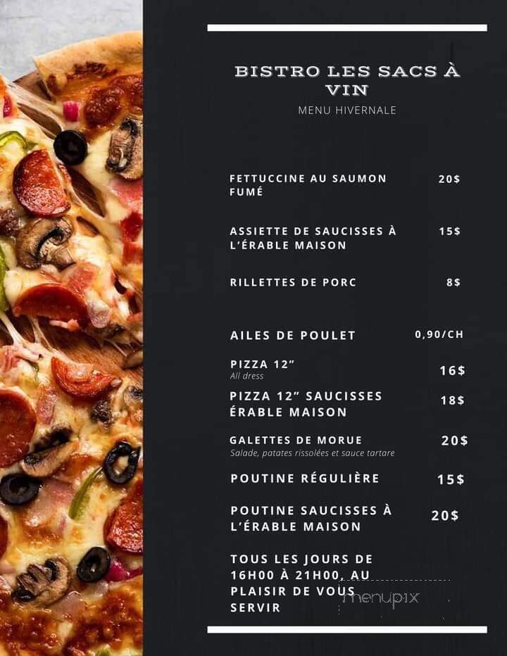 Bistro Les Sacs Vin - Perce, QC menu_pic
