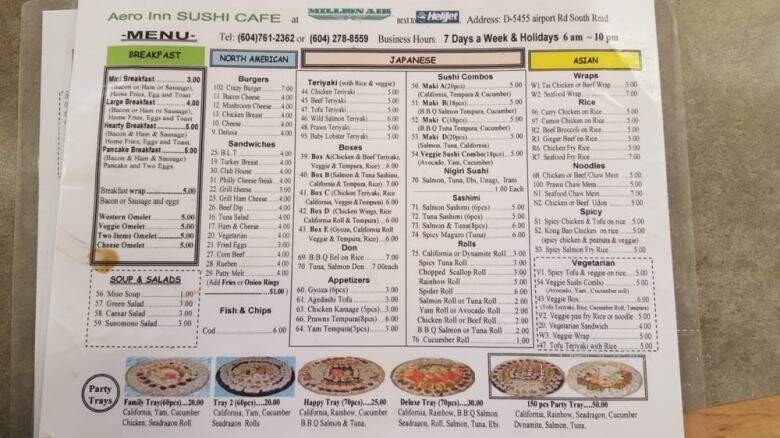 Aero Inn Sushi Cafe - Richmond, BC menu_pic