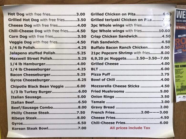 Budacki's Drive In - Chicago, IL menu_pic