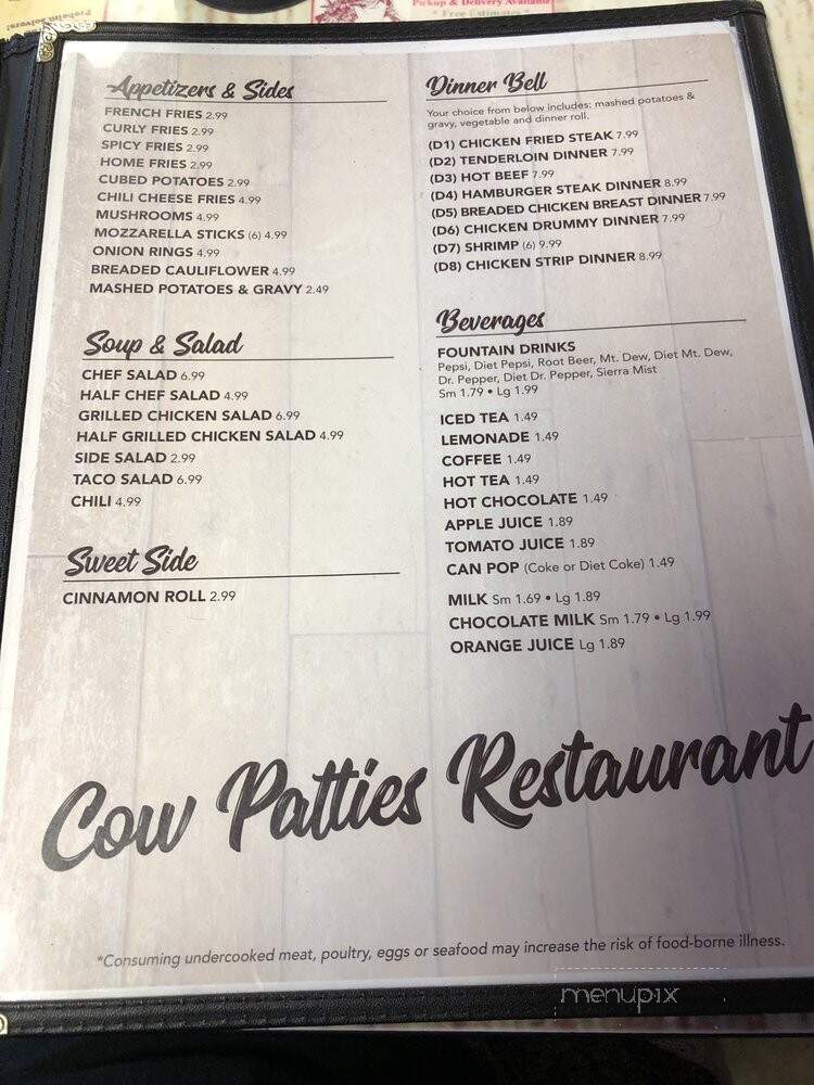 Cow Patties - Warsaw, MO menu_pic