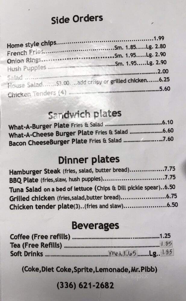 Church Street Drive-Inn - Greensboro, NC menu_pic