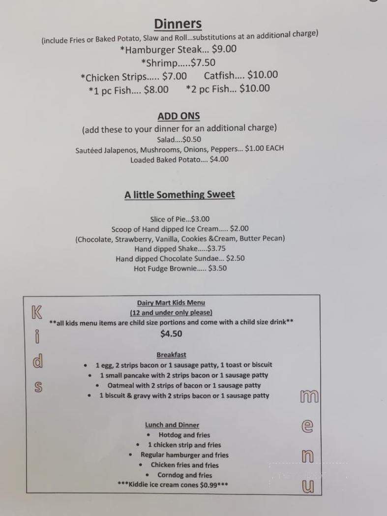 Dairy Mart - Jamestown, TN menu_pic