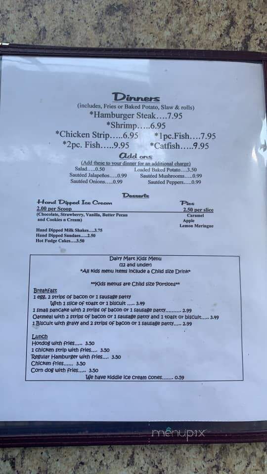 Dairy Mart - Jamestown, TN menu_pic